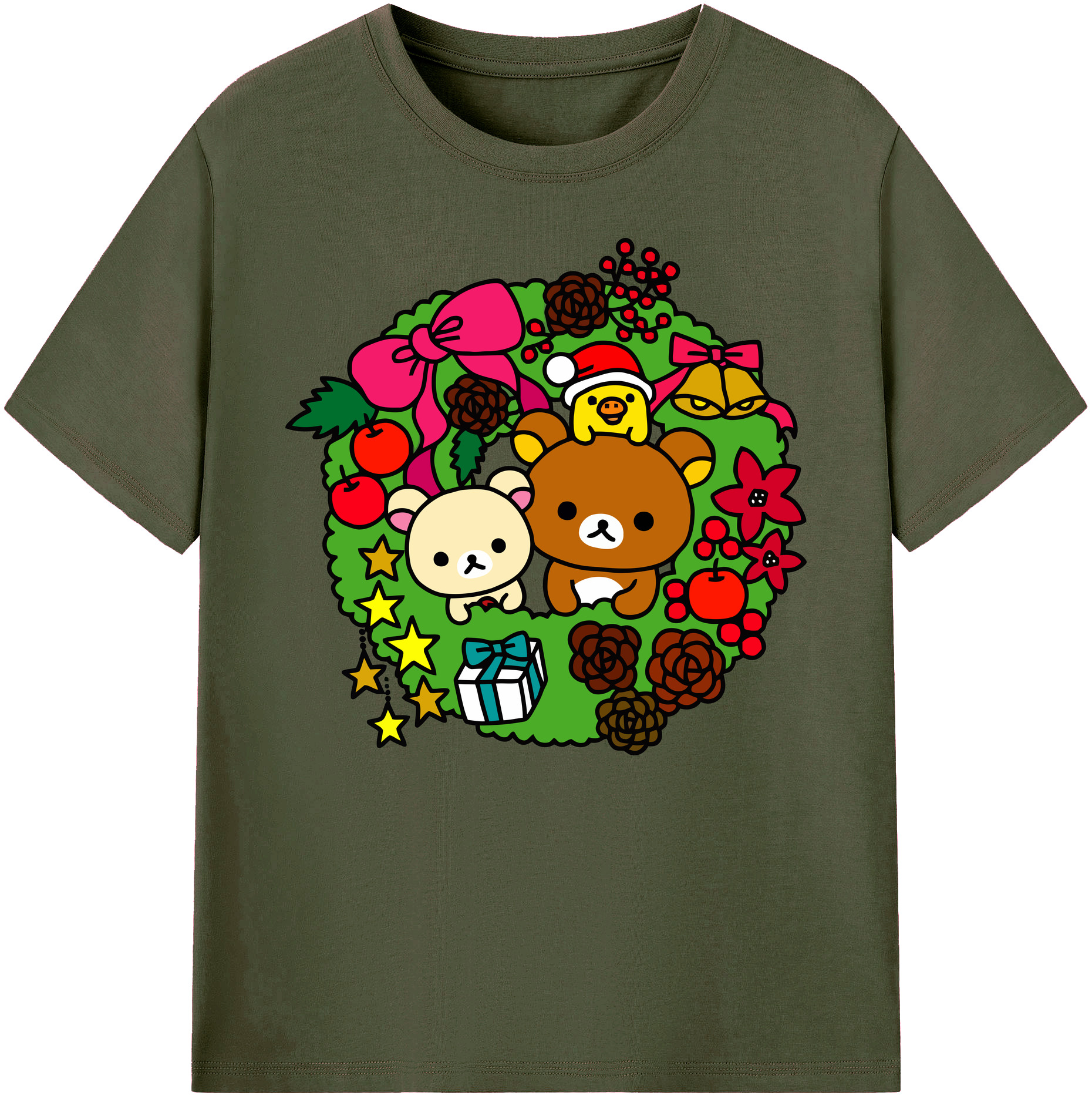 （画像用） リラックマ リラックマ キイロイトリ Rilakkuma Korilakkuma Kiiroitori 綿100％ メンズ半袖Tシャツ｜肌触りやわらか＆通気性